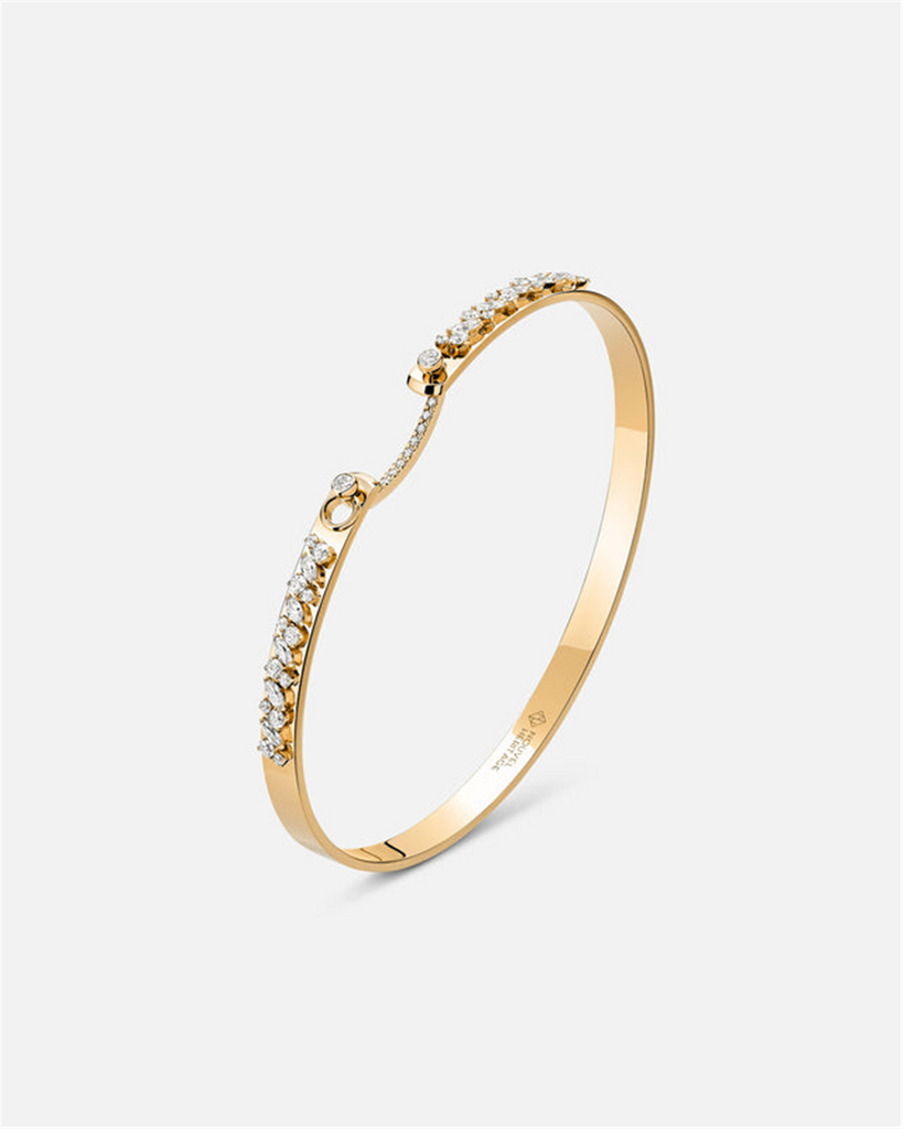 Gold bangle bracelet with diamonds