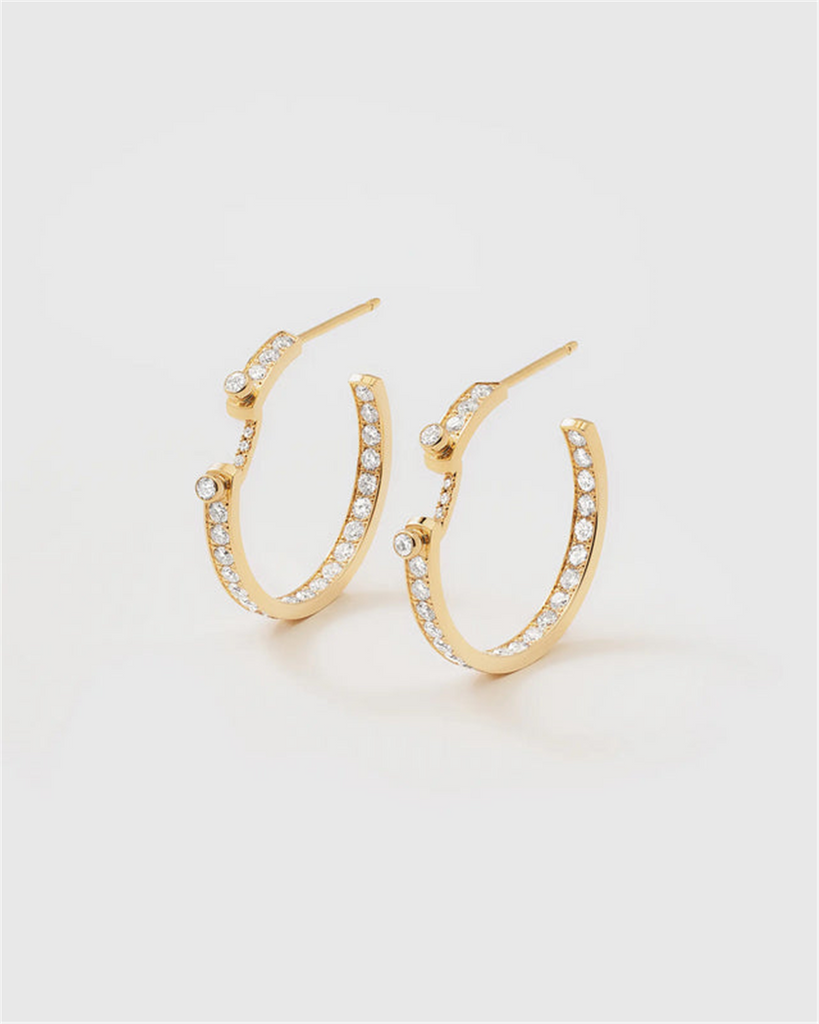 Gold hoop earrings with diamonds 