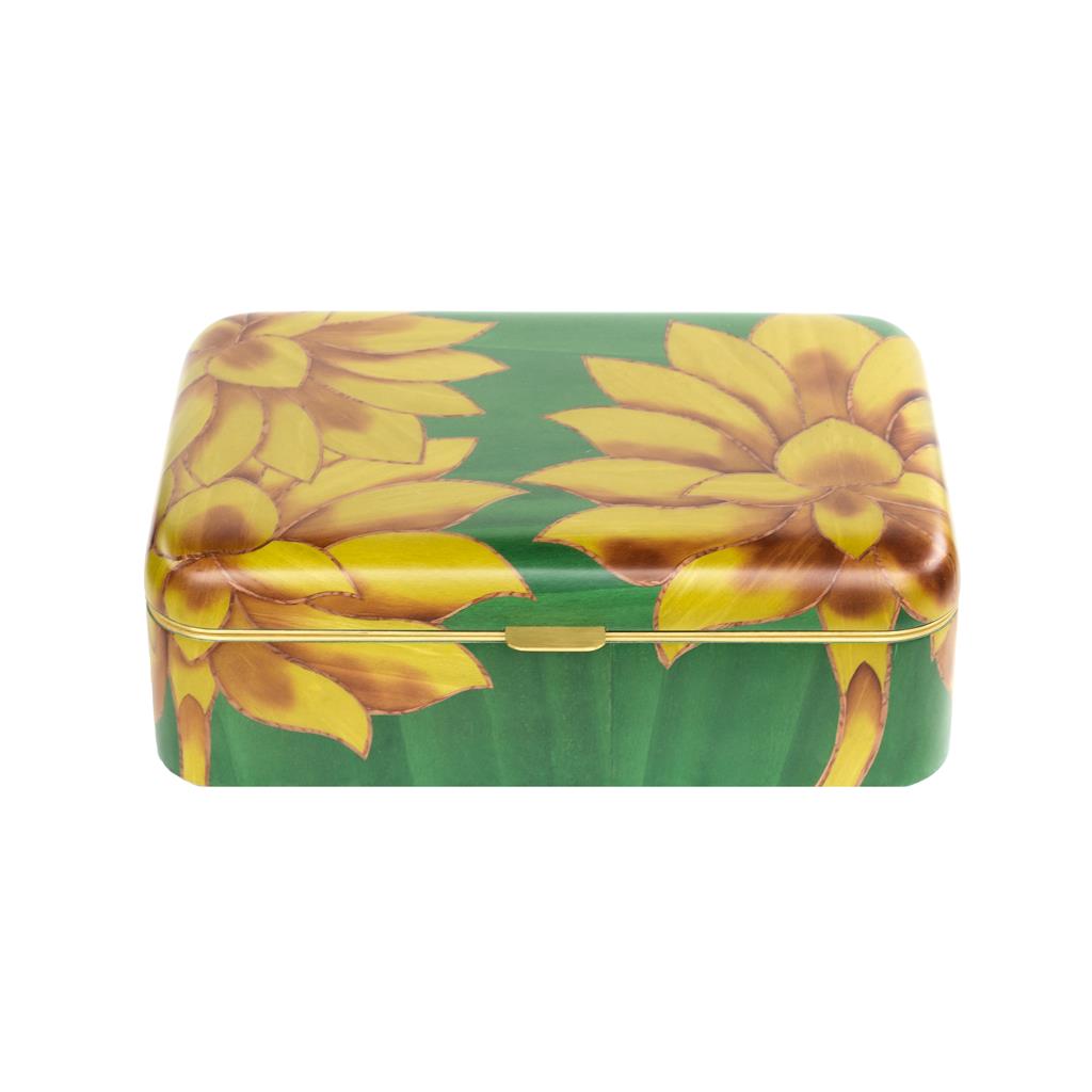 Marquetry Jewelry Box w/ Green Orchid Pattern