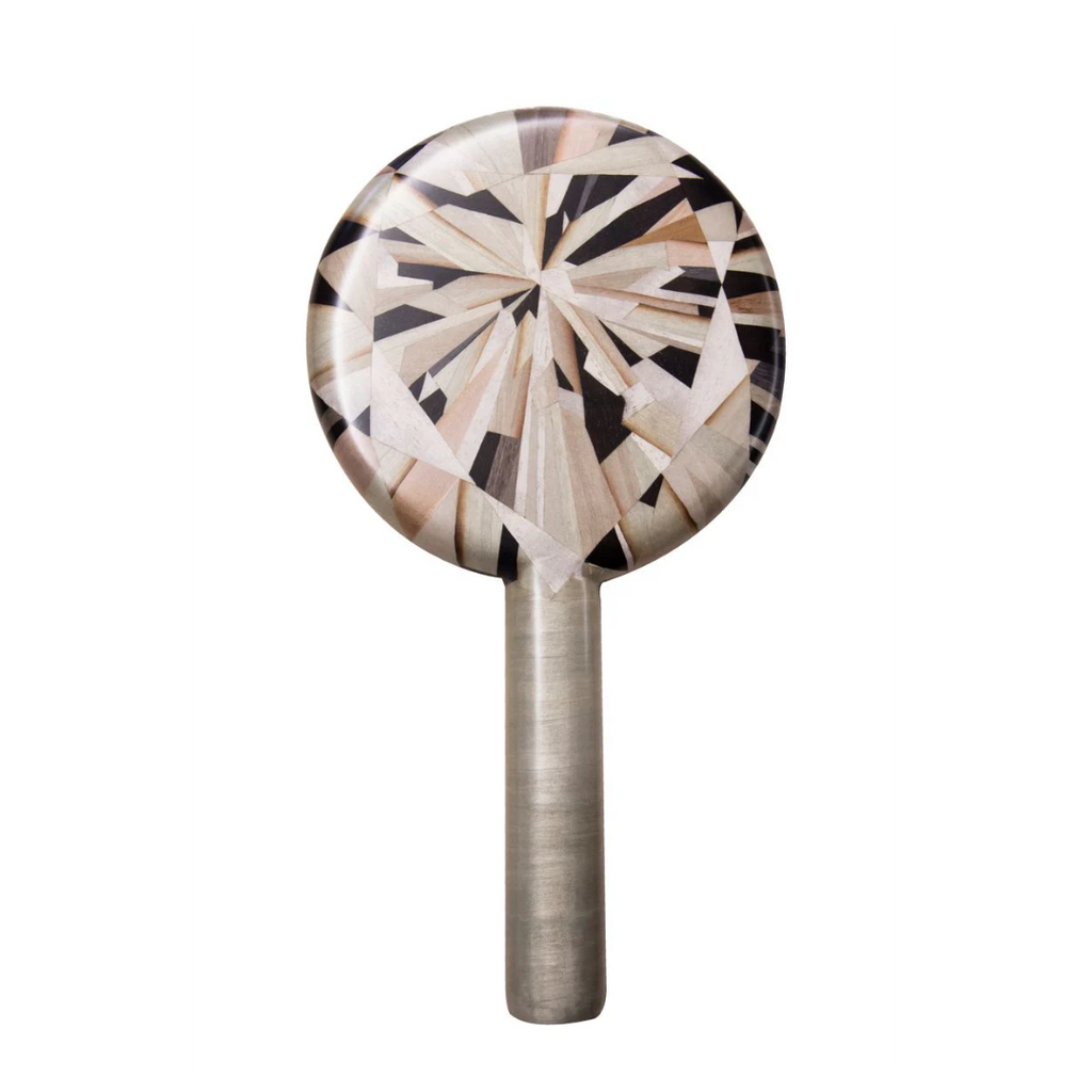 Marquetry Neutral Faceted Hand Mirror