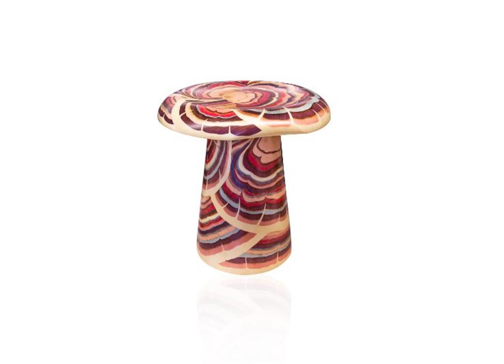 Red and Purple Marquetry Stool