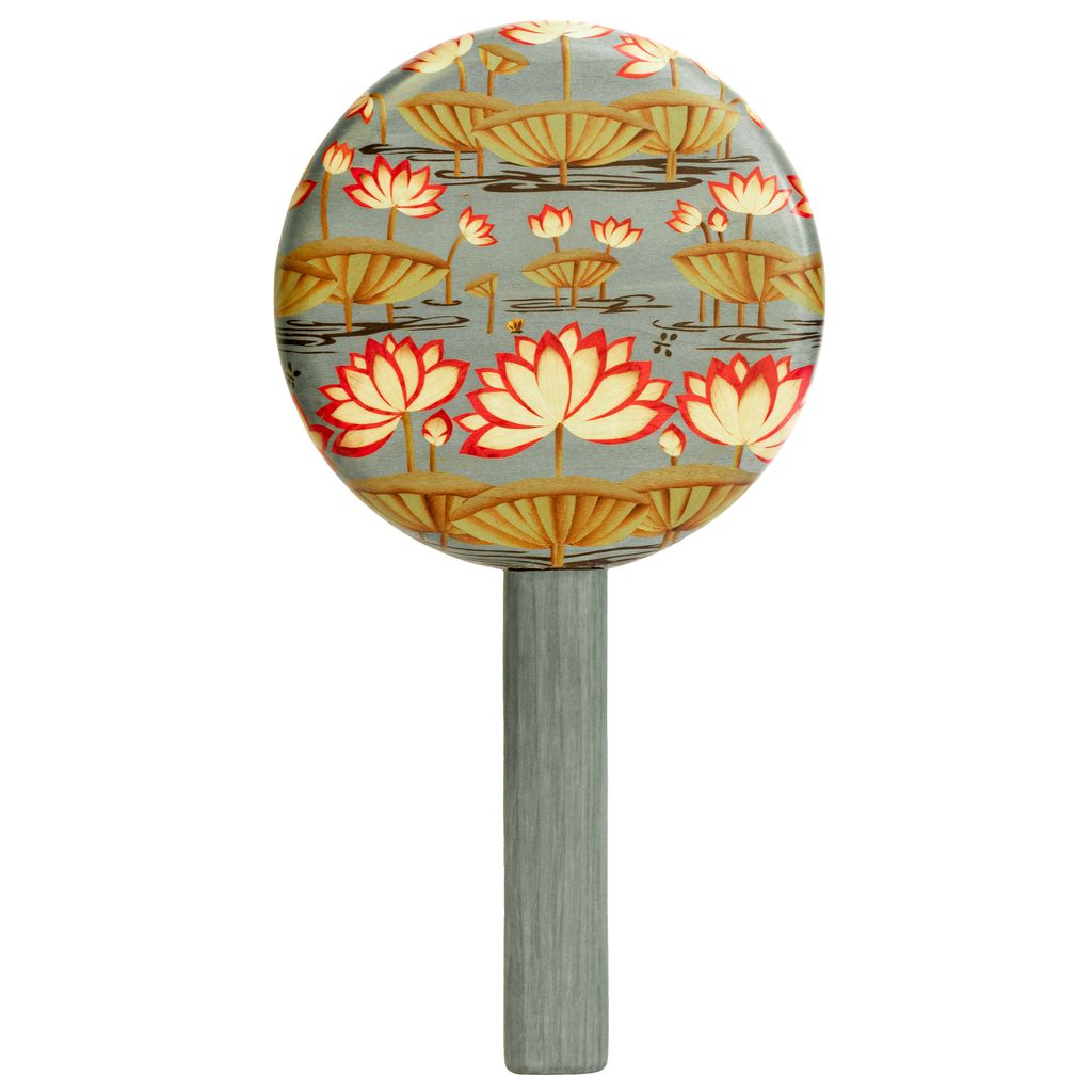 Marquetry Hand Mirror with Lotus Flower Pattern