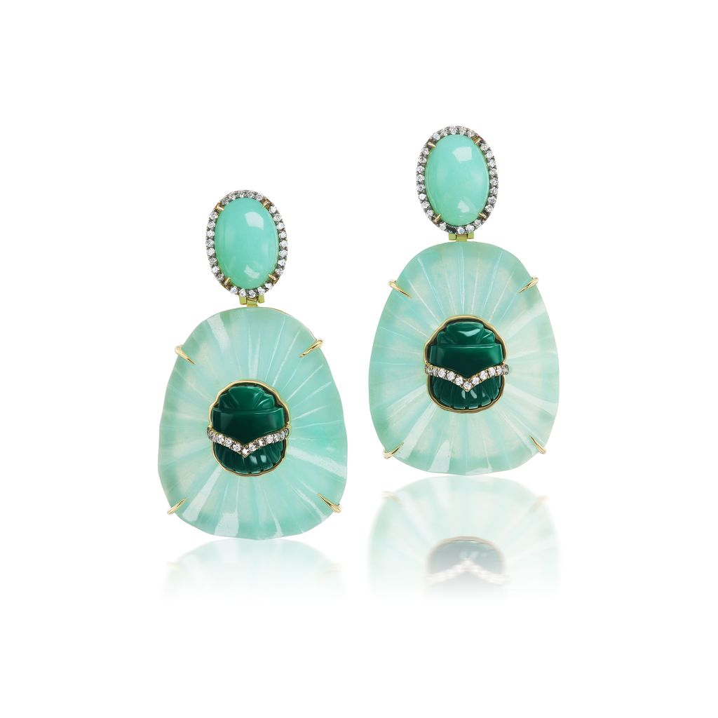 blue and green drop earrings