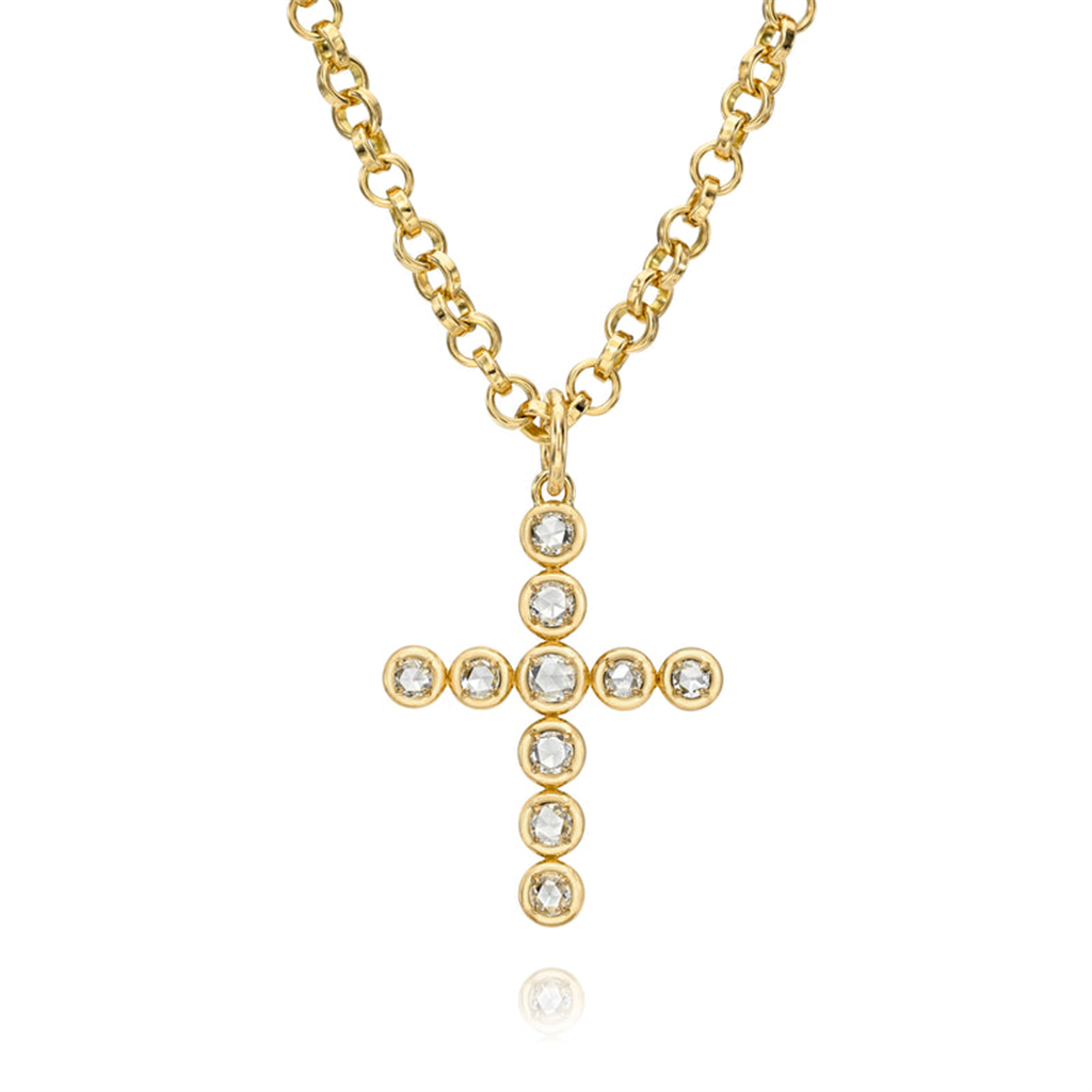 gold chain necklace with diamond cross