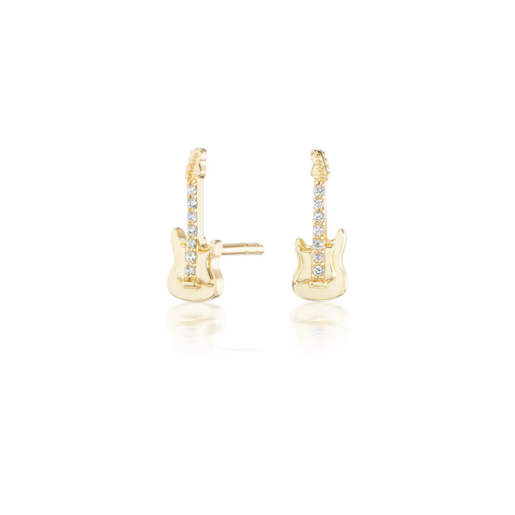 gold Guitar shaped Stud earrings