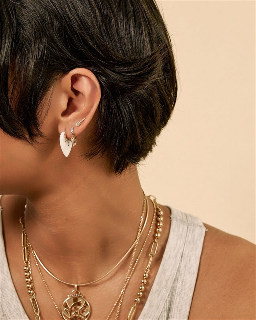 model wearing earrings