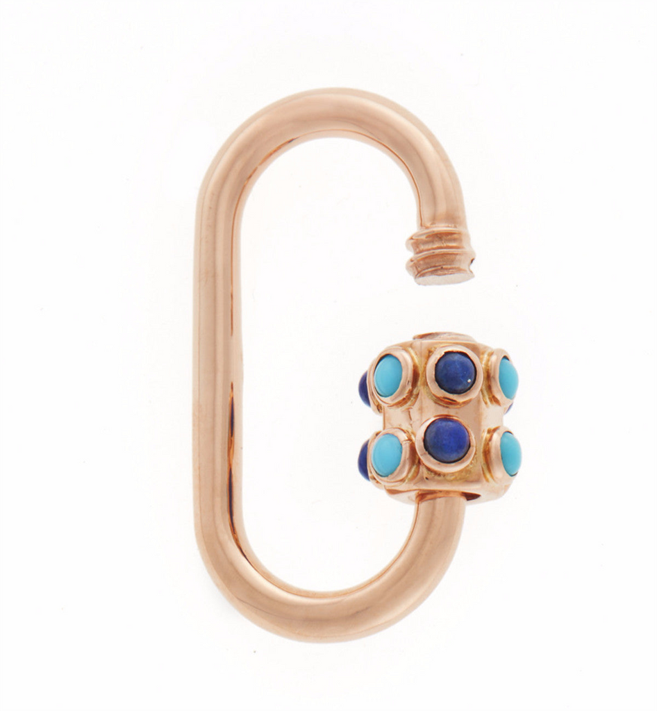 Opened Stoned Medium Lock with Turquoise and Lapis
