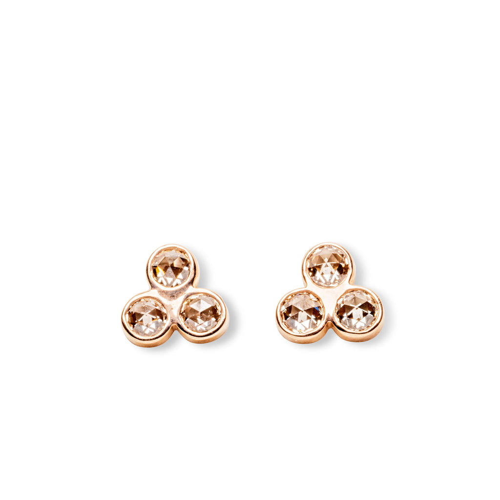rose gold Triple Smooth Bezel Diamond Earrings