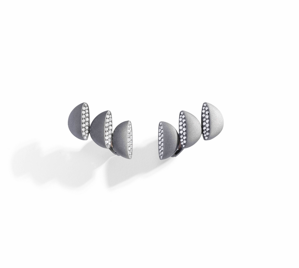Titanium earclips with diamonds