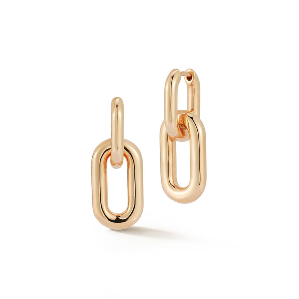 gold drop huggie earrings