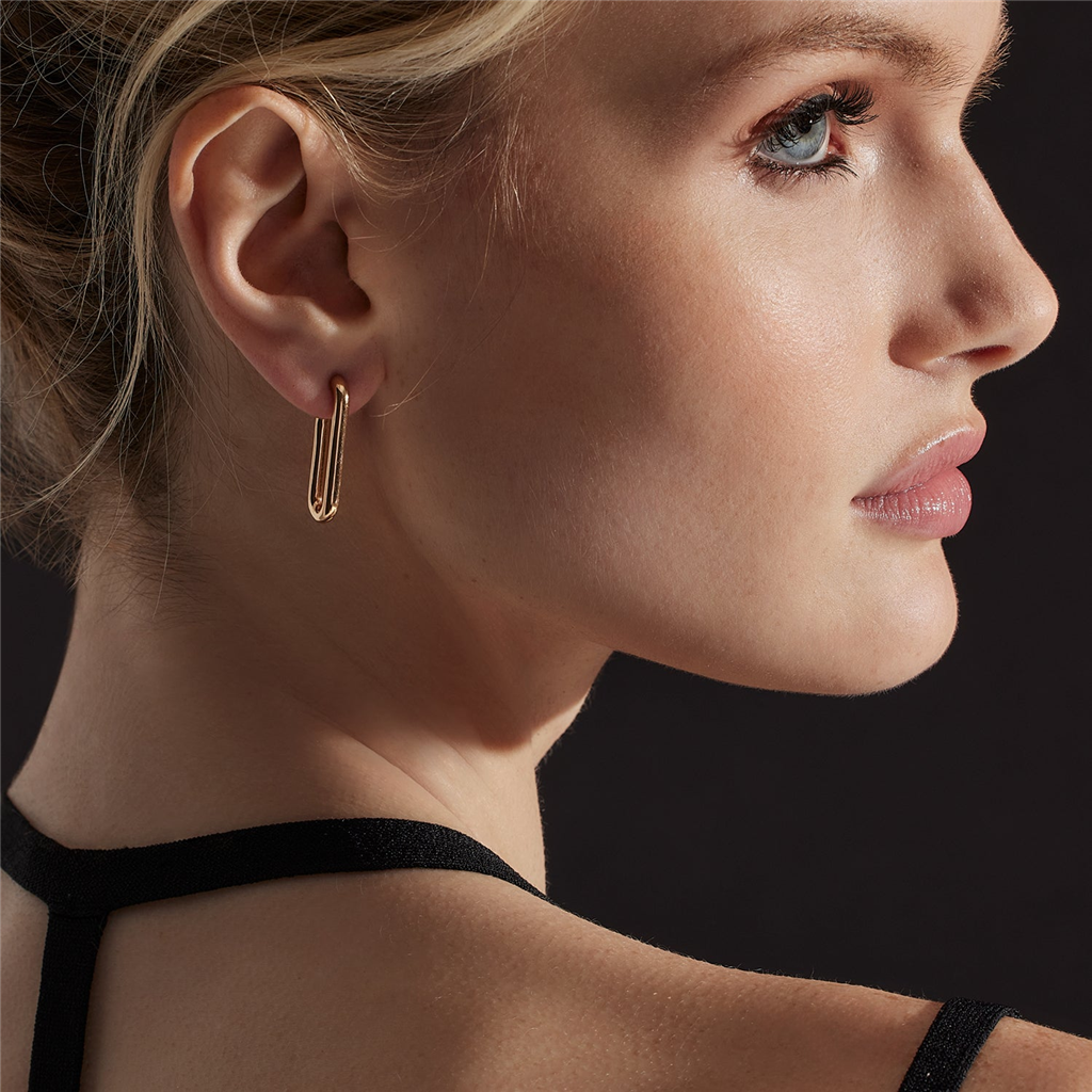model wearimg gold earrings