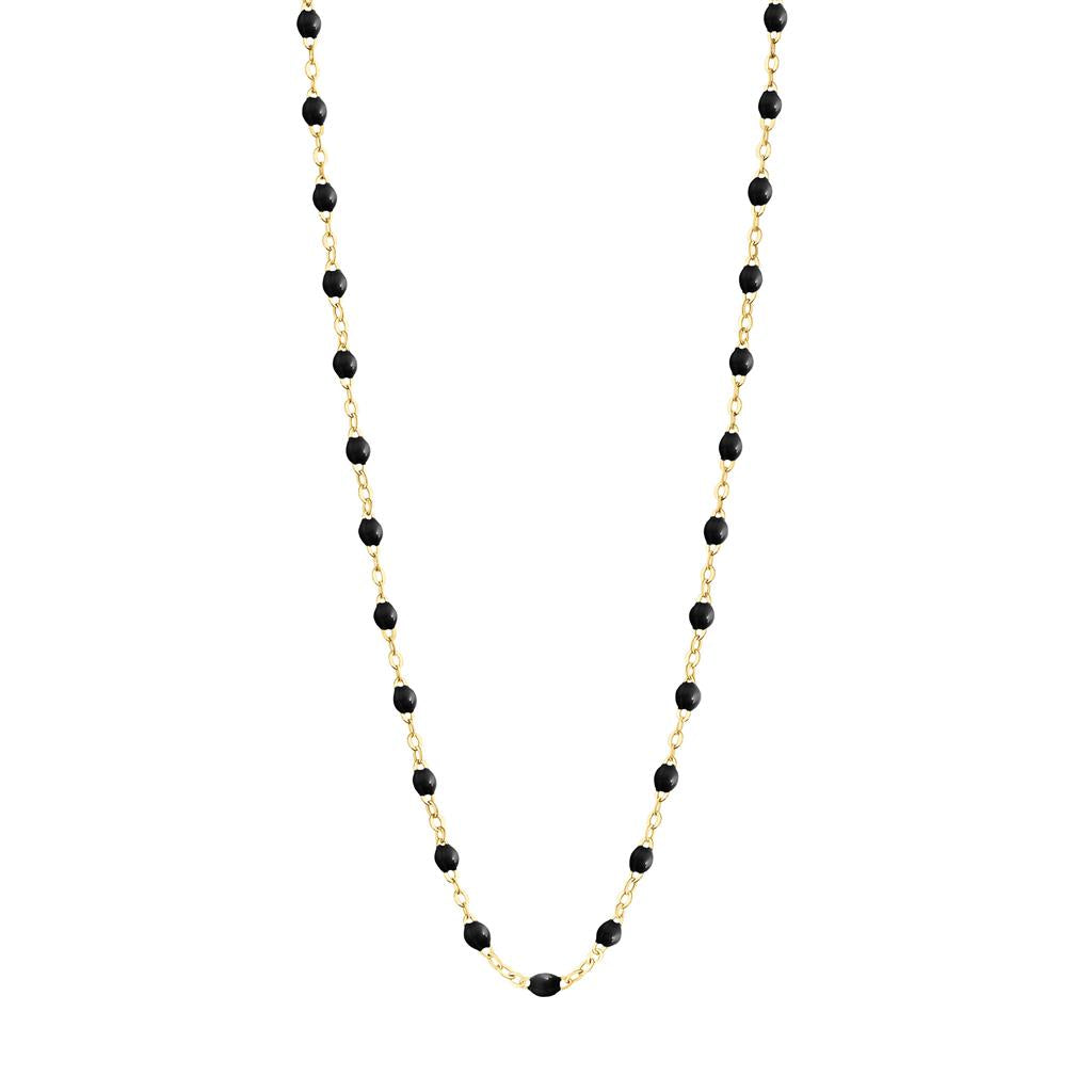 black beaded dainty gold necklace