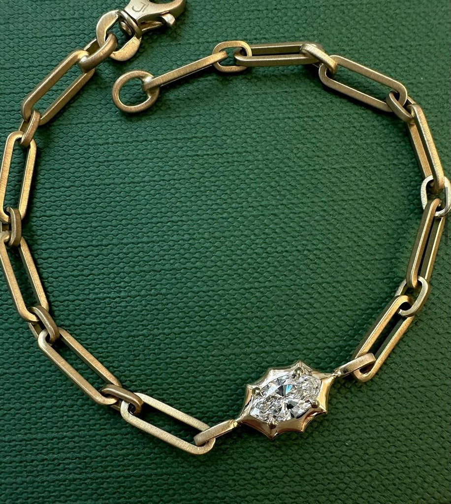 chain gold bracelet with marquis cut diamond